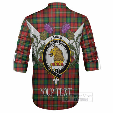 Fairlie Tartan Family Crest Ghillie Shirt Scottish Burns Night Thistle Floral