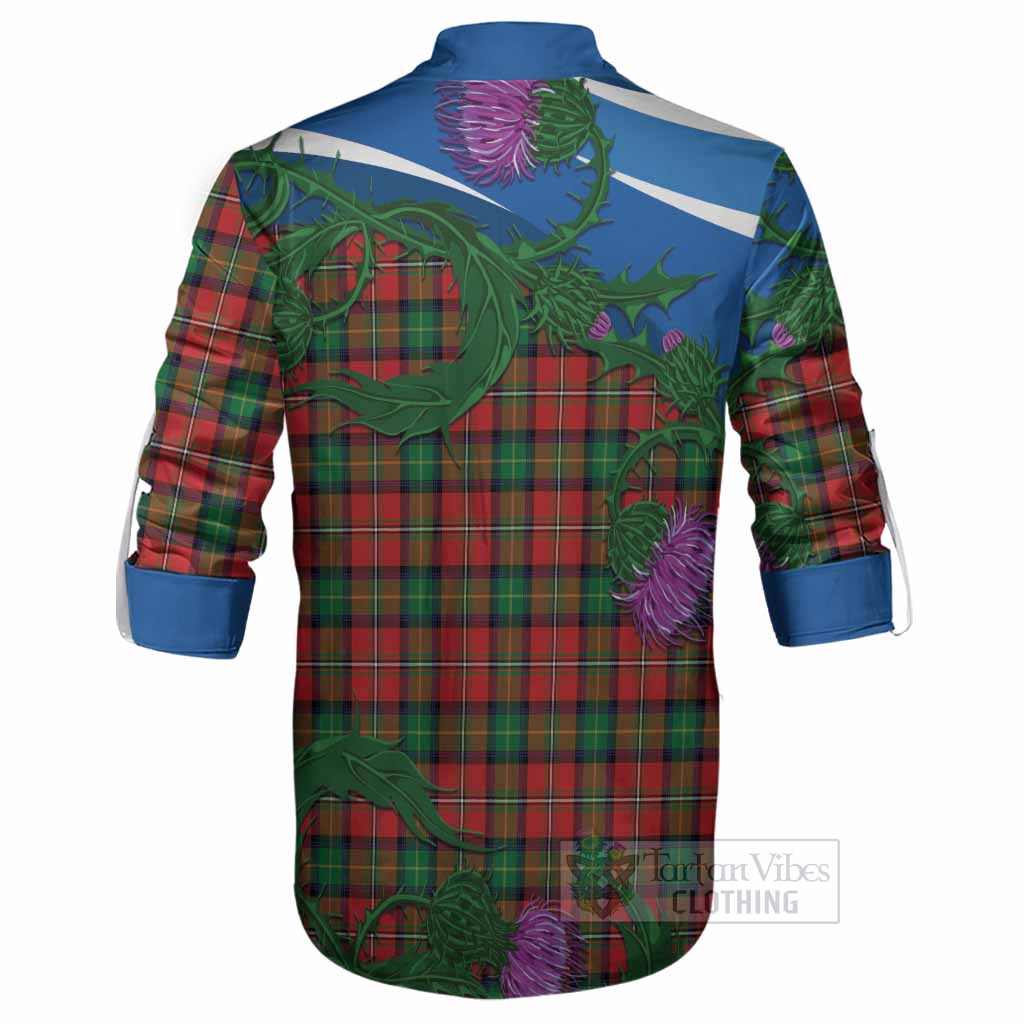 Fairlie Tartan Family Crest Ghillie Shirt Thistle in Minimalism