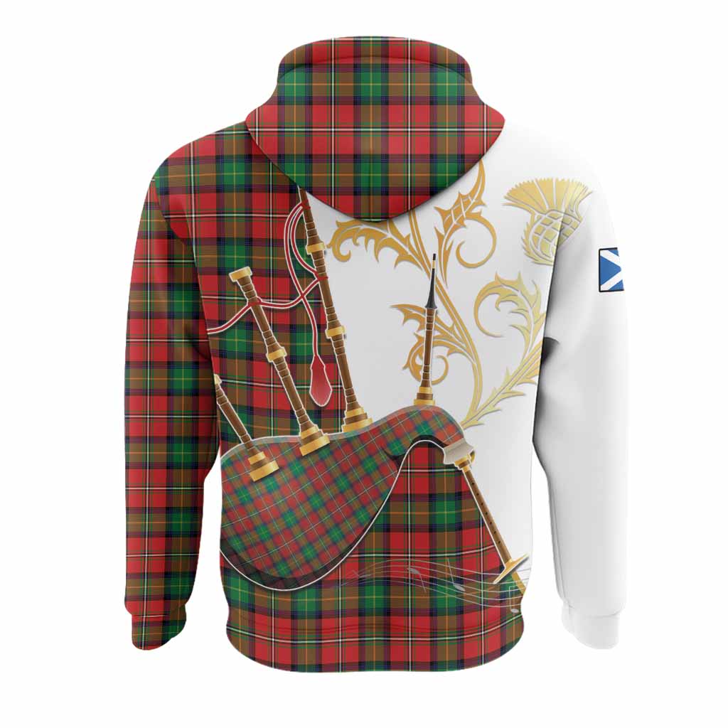 Fairlie Tartan Family Crest Hoodie Bagpipes with Scottish Thistle