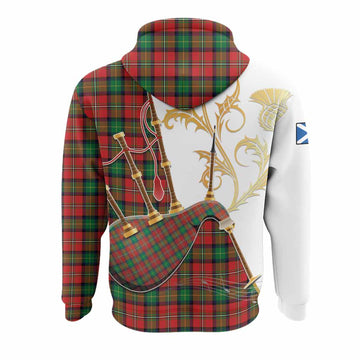 Fairlie Tartan Family Crest Hoodie Bagpipes with Scottish Thistle