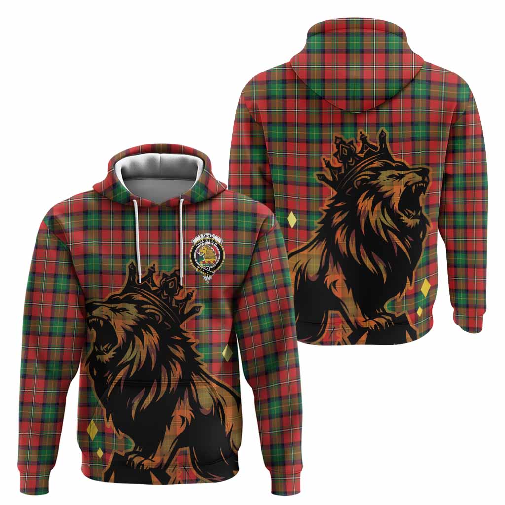 Fairlie Tartan Family Crest Hoodie Crowned Lion Roaring