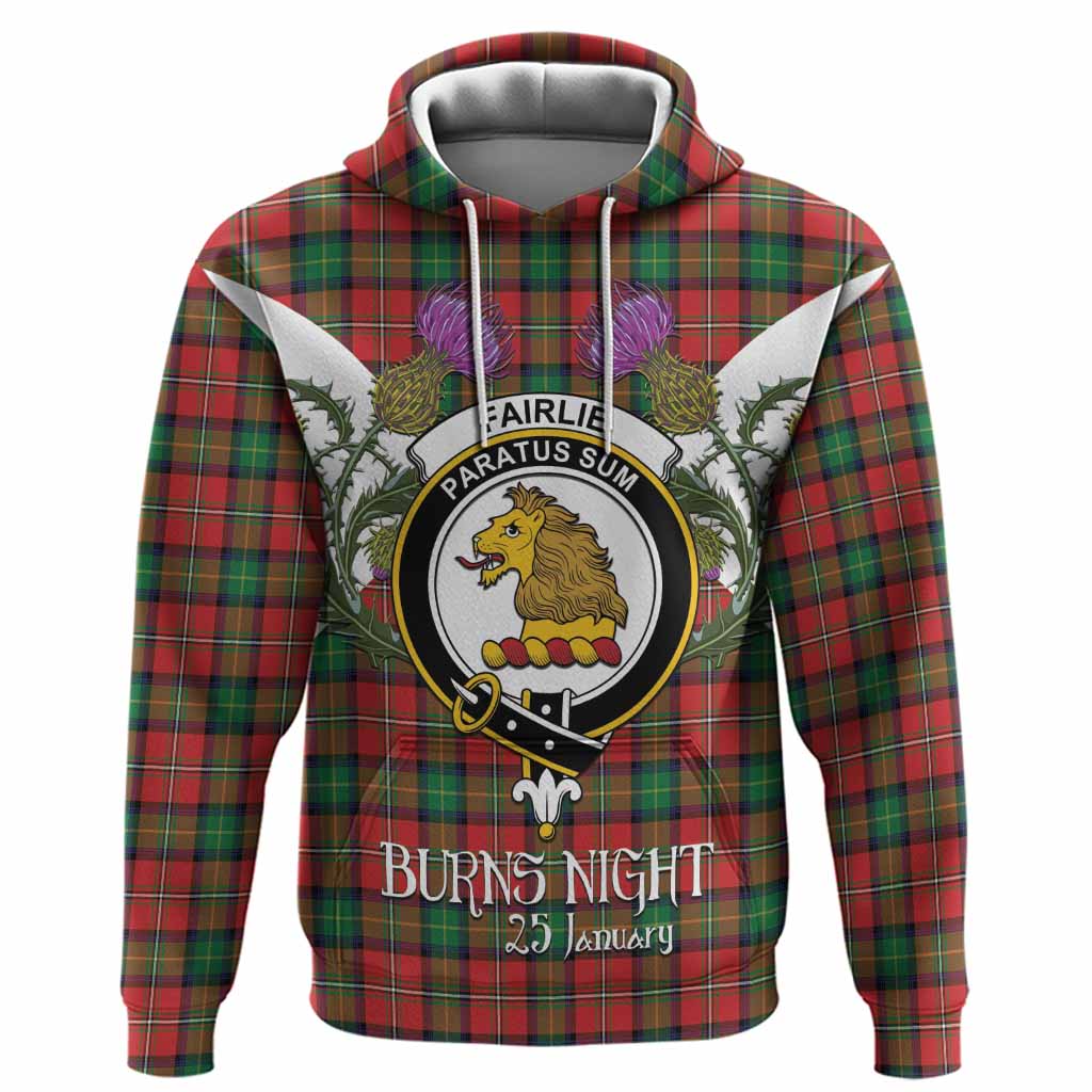 Fairlie Tartan Family Crest Hoodie Scottish Burns Night Thistle Floral