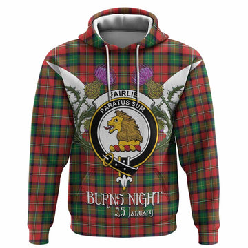 Fairlie Tartan Family Crest Hoodie Scottish Burns Night Thistle Floral