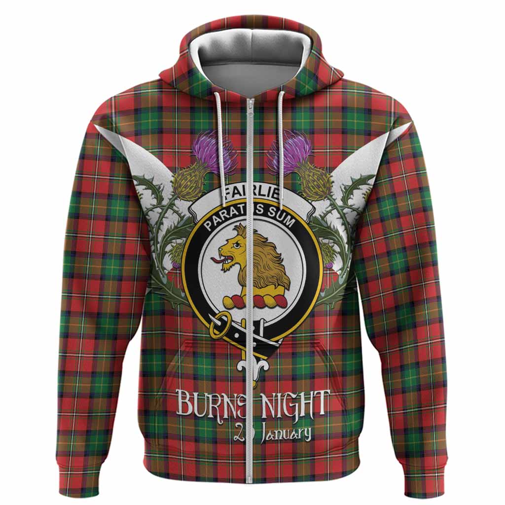 Fairlie Tartan Family Crest Hoodie Scottish Burns Night Thistle Floral