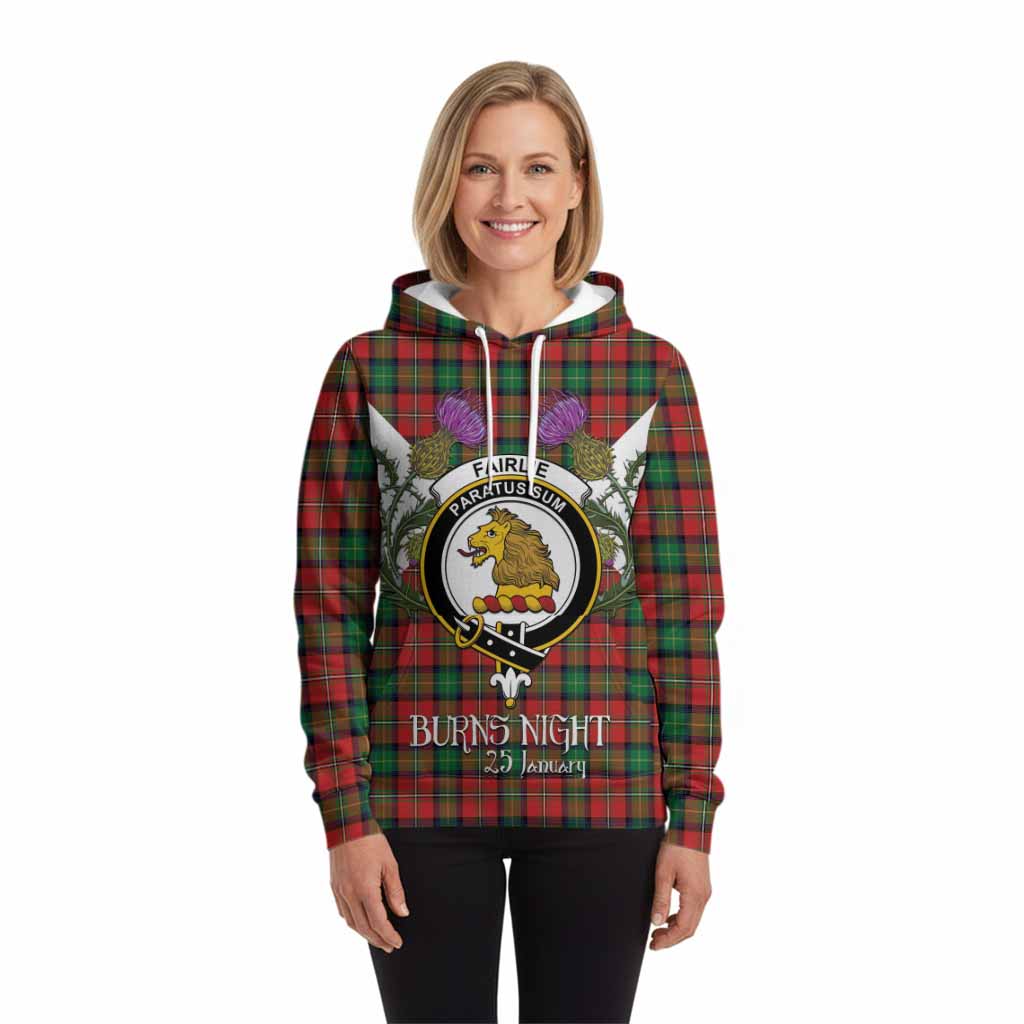 Fairlie Tartan Family Crest Hoodie Scottish Burns Night Thistle Floral