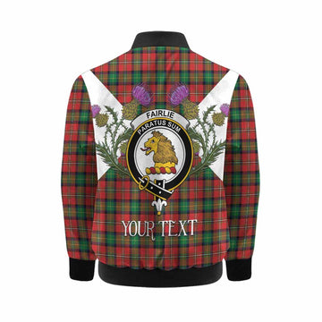Fairlie Tartan Family Crest Kid Bomber Jacket Scottish Burns Night Thistle Floral