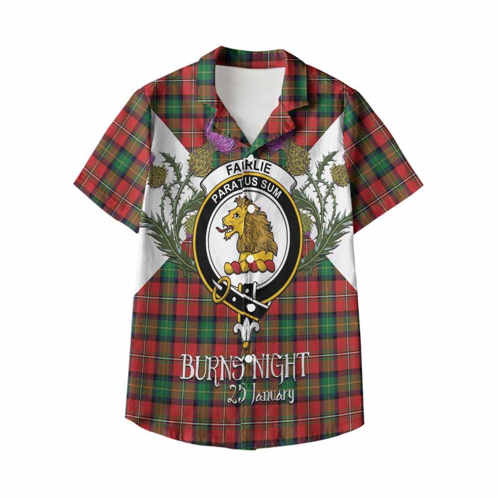 Fairlie Tartan Family Crest Kid Hawaiian Shirt Scottish Burns Night Thistle Floral