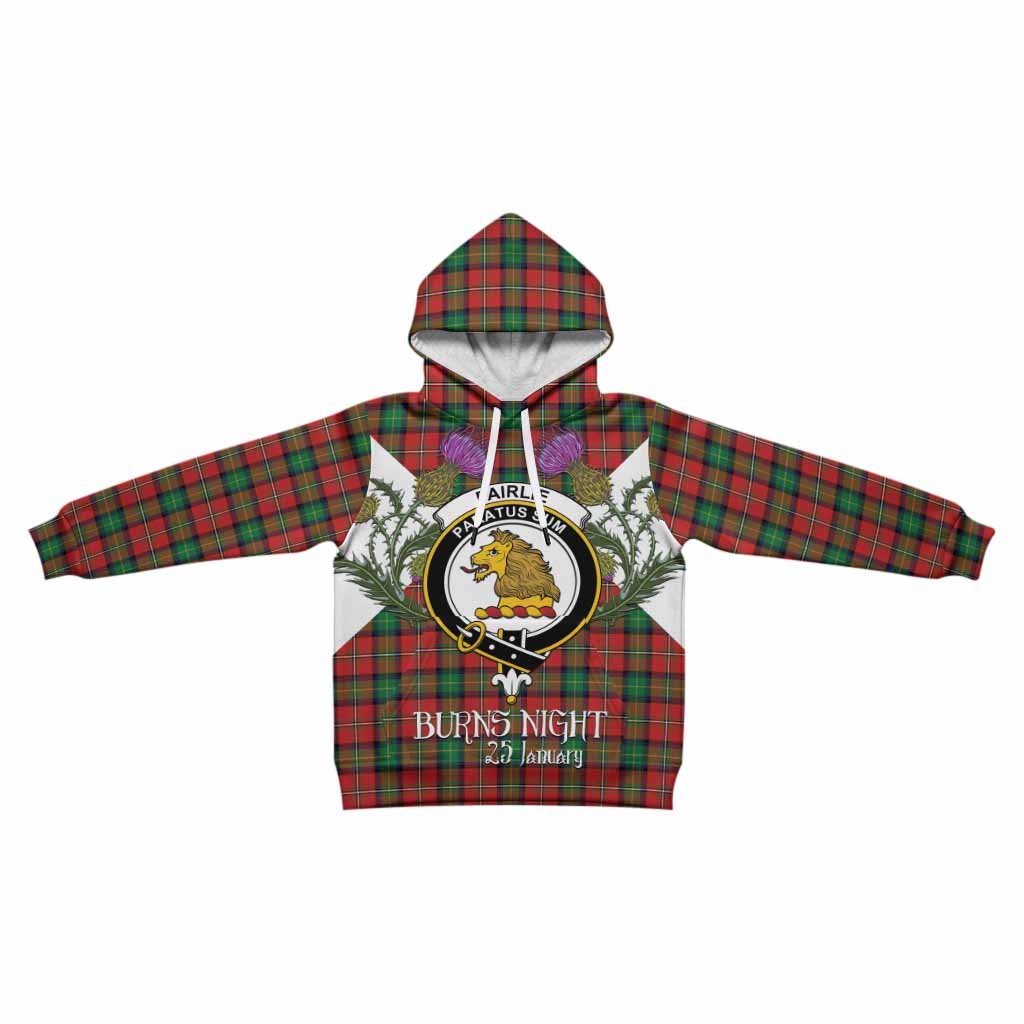 Fairlie Tartan Family Crest Kid Hoodie Scottish Burns Night Thistle Floral