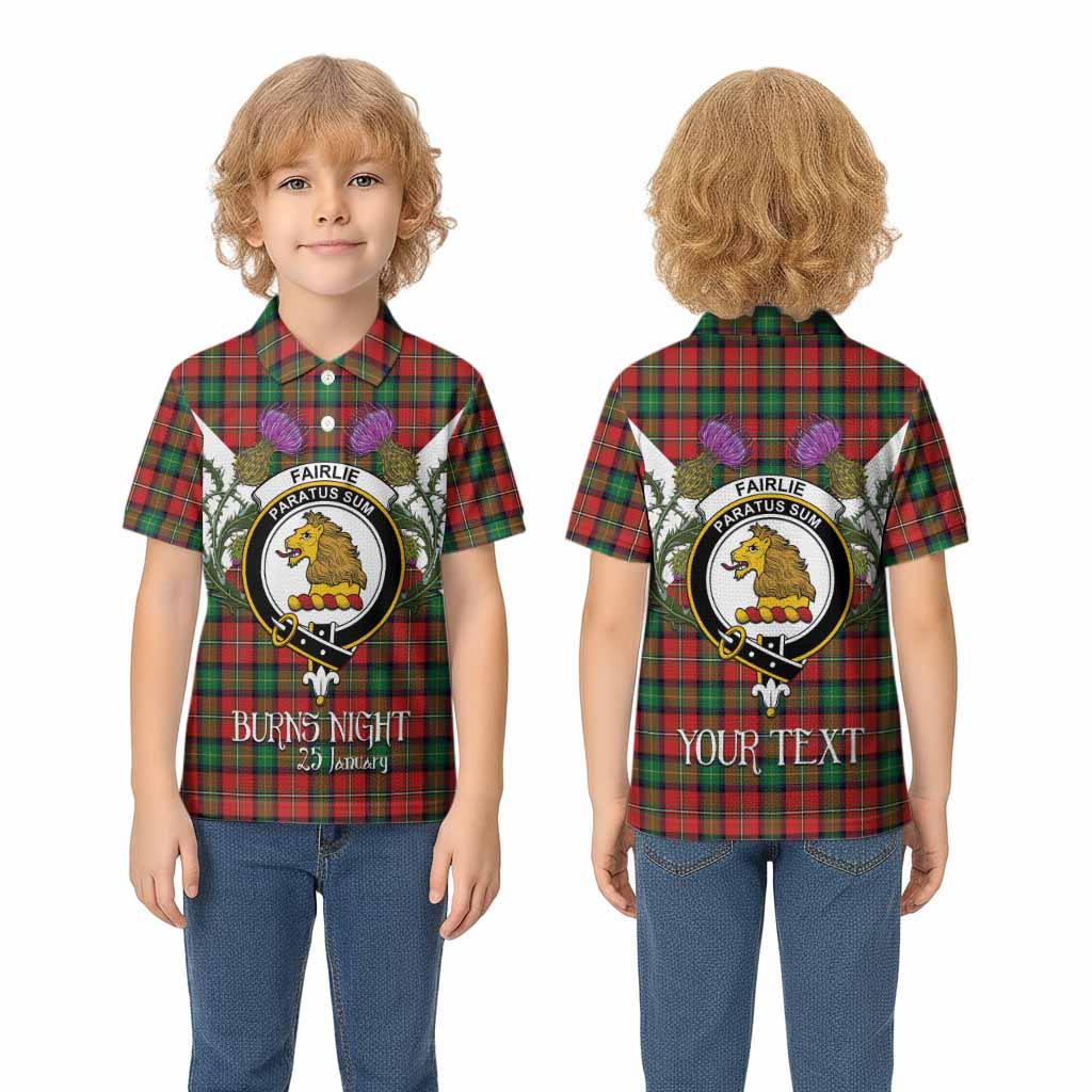 Fairlie Tartan Family Crest Kid Polo Shirt Scottish Burns Night Thistle Floral