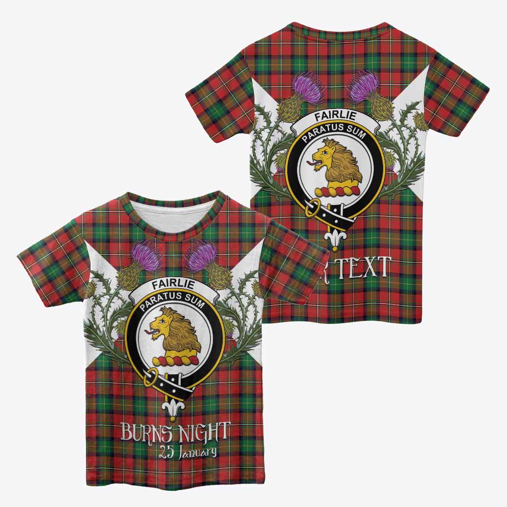 Fairlie Tartan Family Crest Kid T-shirt Scottish Burns Night Thistle Floral