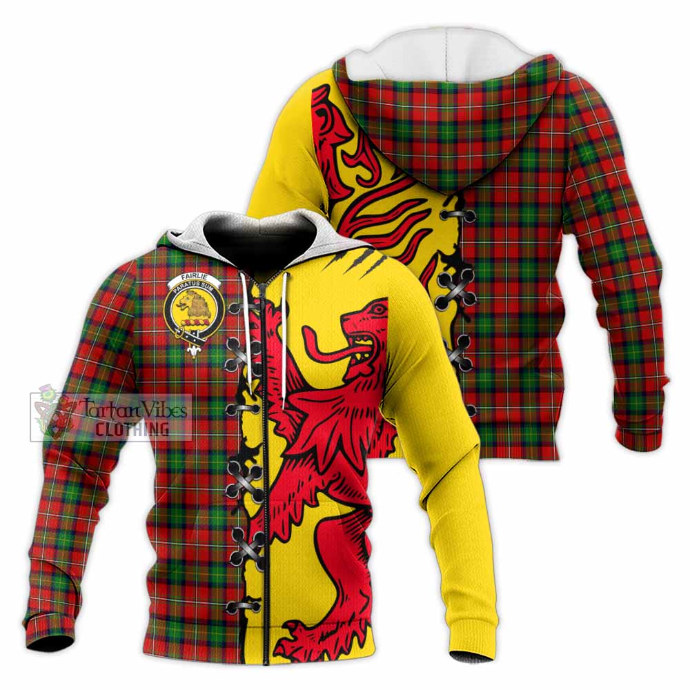 Fairlie Tartan Family Crest Knitted Hoodie Lion Rampant Honor - Tartan Vibes Clothing