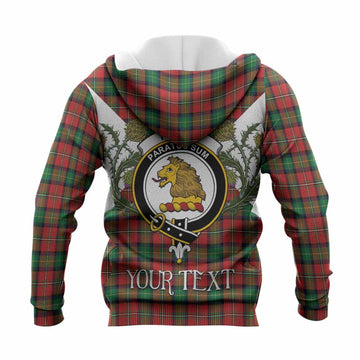 Fairlie Tartan Family Crest Knitted Hoodie Scottish Burns Night Thistle Floral
