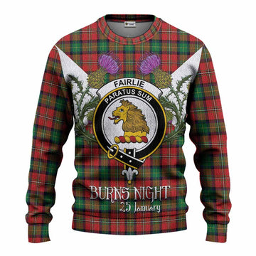 Fairlie Tartan Family Crest Knitted Sweater Scottish Burns Night Thistle Floral