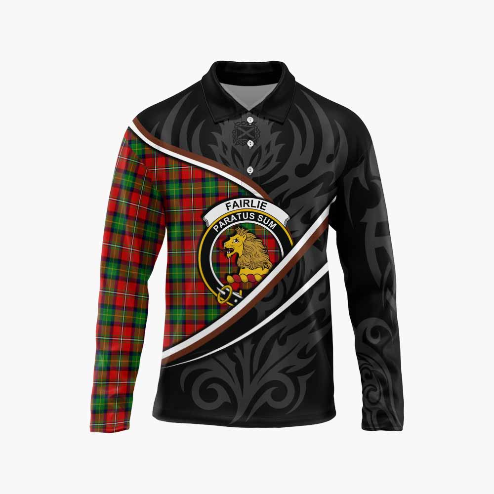 Fairlie Tartan Family Crest Long Sleeve Polo Shirt Celtic Scottish Thistle Floral - Tartan Vibes Clothing
