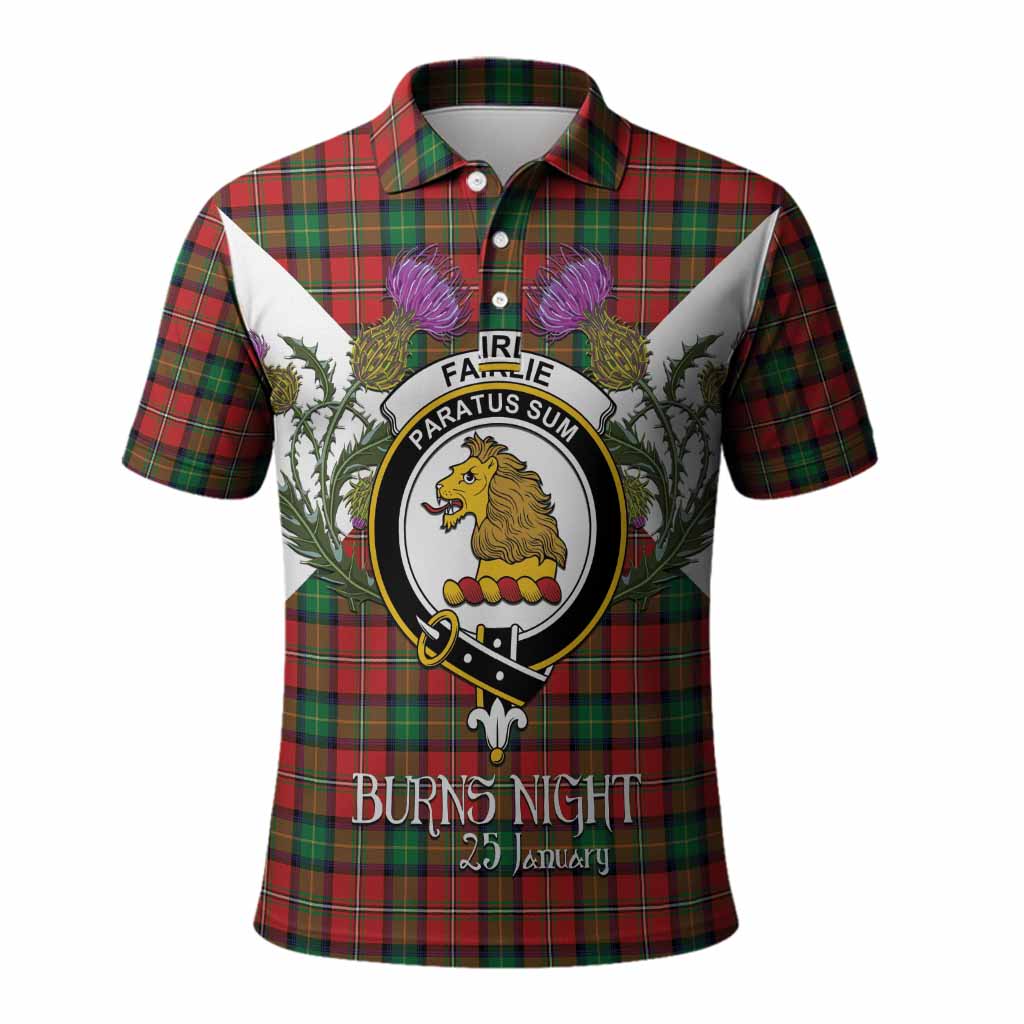 Fairlie Tartan Family Crest Polo Shirt Scottish Burns Night Thistle Floral