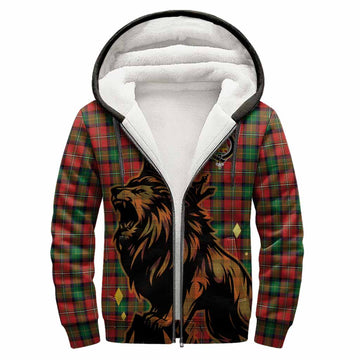 Fairlie Tartan Family Crest Sherpa Hoodie Crowned Lion Roaring