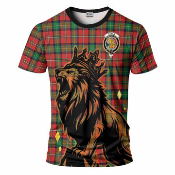 Fairlie Tartan Family Crest T-Shirt Crowned Lion Roaring