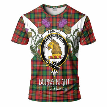 Fairlie Tartan Family Crest T-Shirt Scottish Burns Night Thistle Floral