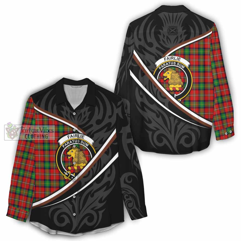 Fairlie Tartan Family Crest Women Casual Shirt Celtic Scottish Thistle Floral - Tartan Vibes Clothing