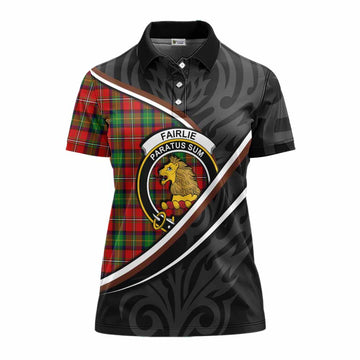 Fairlie Tartan Family Crest Women's Polo Shirt Celtic Scottish Thistle Floral