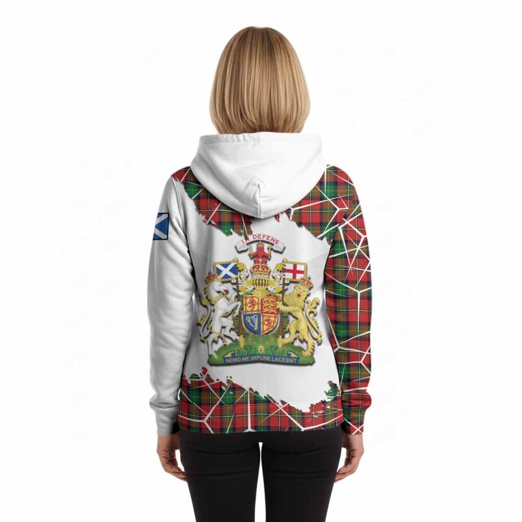 Fairlie Tartan Hoodie with Family Crest and Lion Rampant Grunge Style