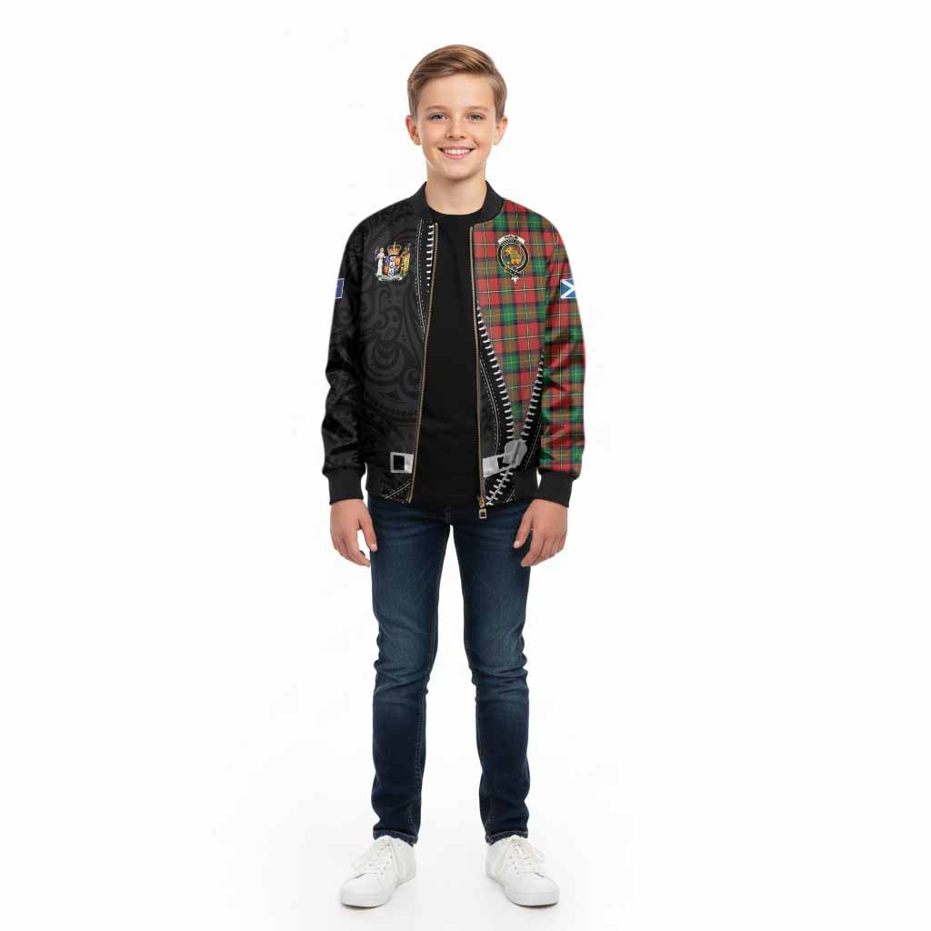 Fairlie Tartan Kid Bomber Jacket New Zealand Pattern Unique Zipper Stylized