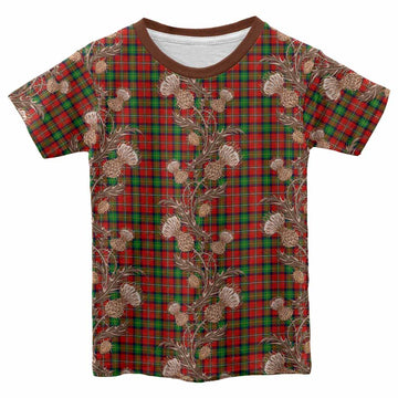 Fairlie Tartan Kid T-shirt Seamless Scottish Thistle Flowers