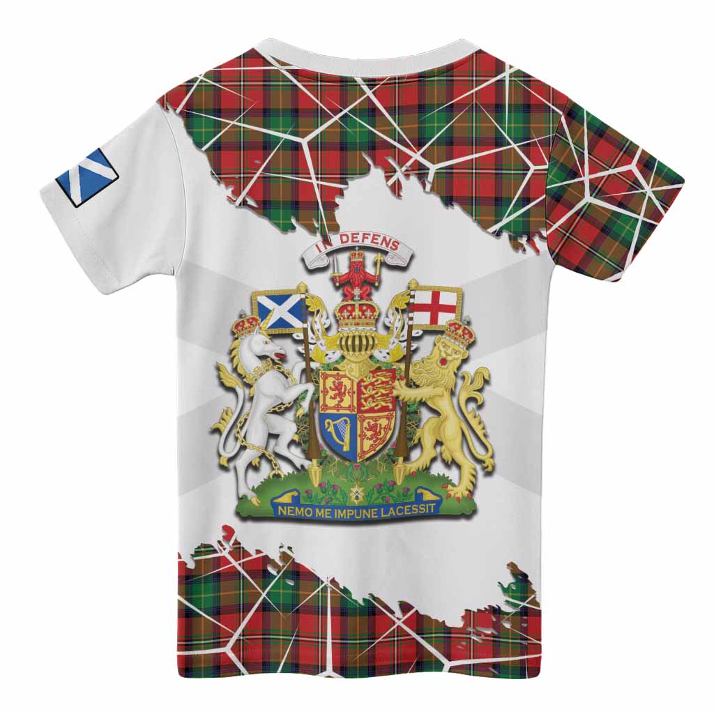 Fairlie Tartan Kid T-shirt with Family Crest and Lion Rampant Grunge Style