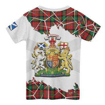 Fairlie Tartan Kid T-shirt with Family Crest and Lion Rampant Grunge Style