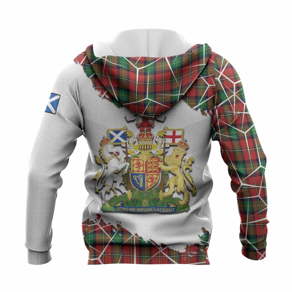 Fairlie Tartan Knitted Hoodie with Family Crest and Lion Rampant Grunge Style