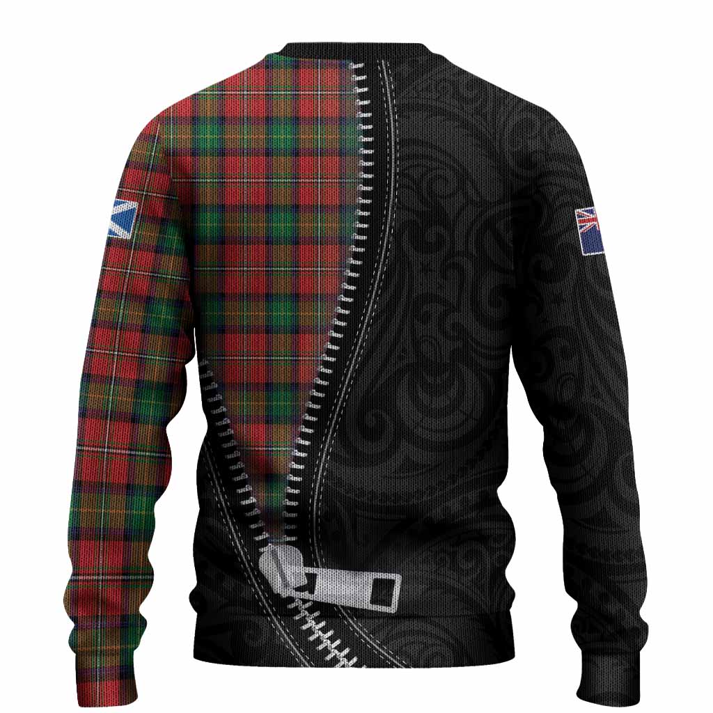 Fairlie Tartan Knitted Sweater New Zealand Pattern Unique Zipper Stylized