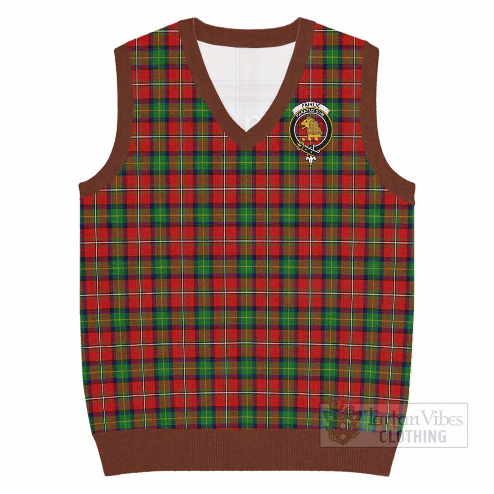 Fairlie Tartan Knitted V-Neck Vest with Family Crest - Tartan Vibes Clothing