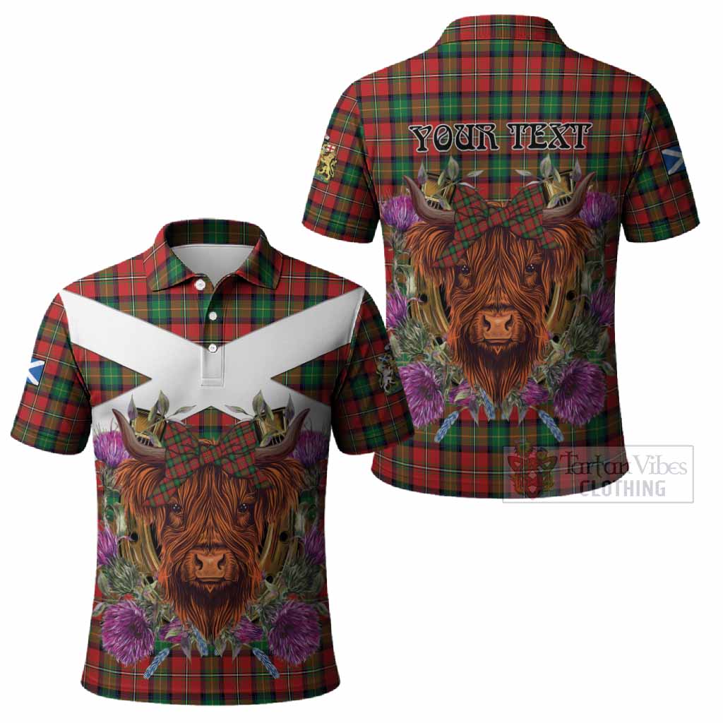 Fairlie Tartan Polo Shirt Scottish Thistle Heilan Coo