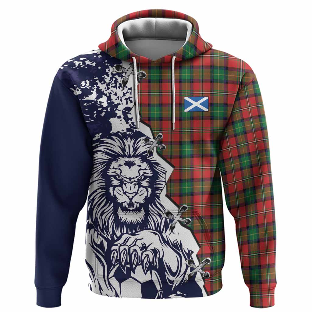 Fairlie Tartan Scottish Hoodie Angry Lion With Soccer Ball Style