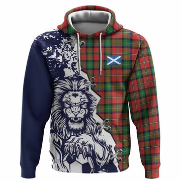 Fairlie Tartan Scottish Hoodie Angry Lion With Soccer Ball Style
