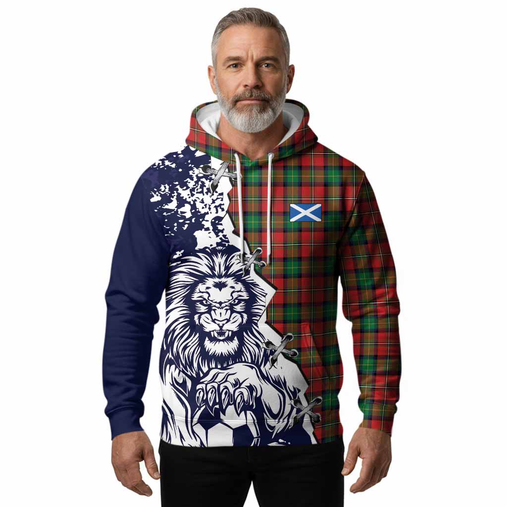 Fairlie Tartan Scottish Hoodie Angry Lion With Soccer Ball Style