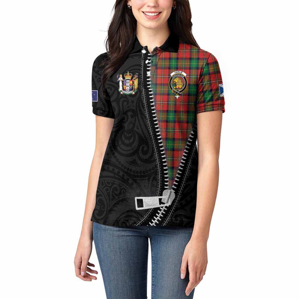 Fairlie Tartan Women Polo Shirt New Zealand Pattern Unique Zipper Stylized