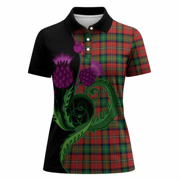 Fairlie Tartan Women Polo Shirt Traditional Scottish Thistle