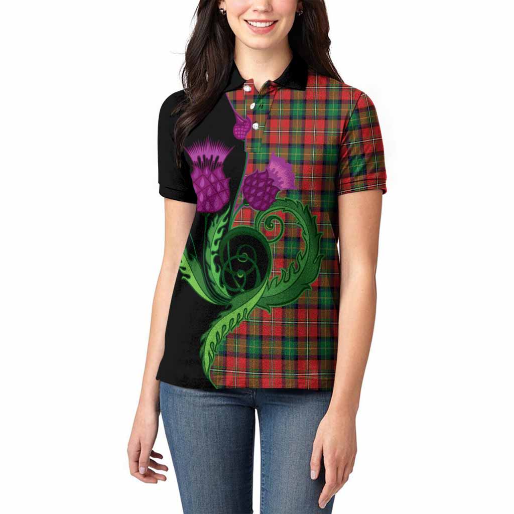 Fairlie Tartan Women Polo Shirt Traditional Scottish Thistle