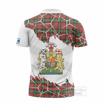 Fairlie Tartan Zipper Polo Shirt with Family Crest and Lion Rampant Grunge Style
