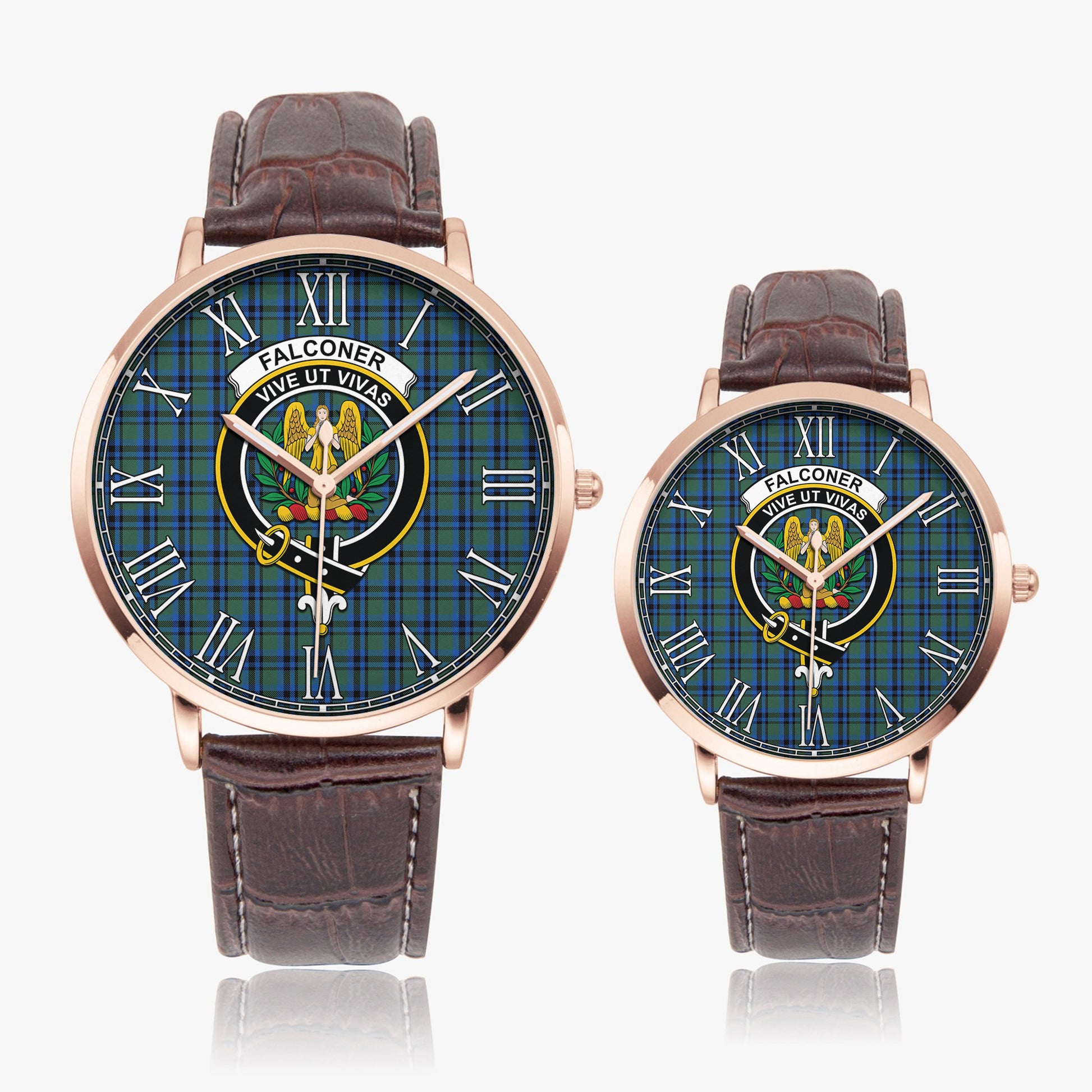 Falconer Tartan Family Crest Leather Strap Quartz Watch - Tartan Vibes Clothing
