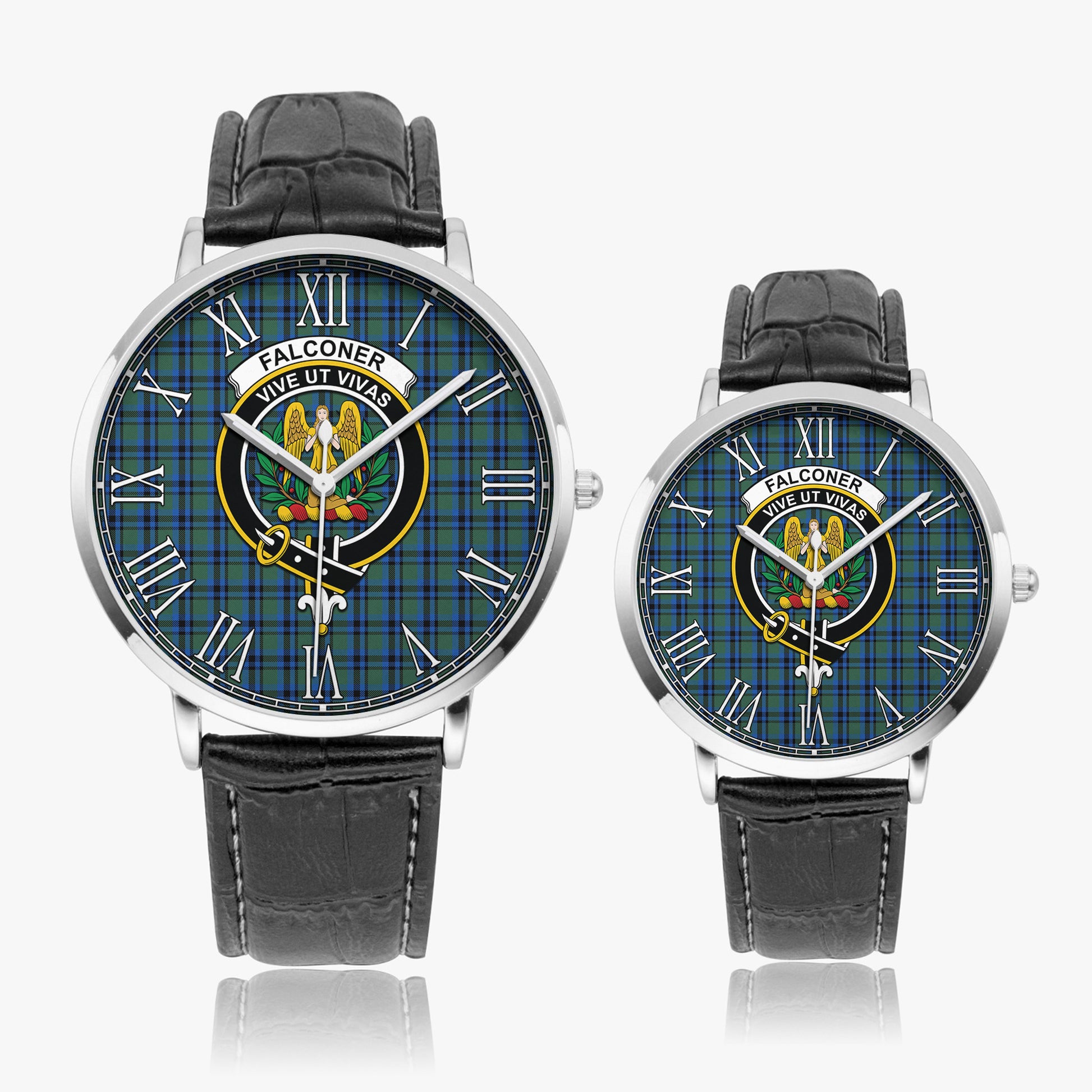 Falconer Tartan Family Crest Leather Strap Quartz Watch - Tartan Vibes Clothing