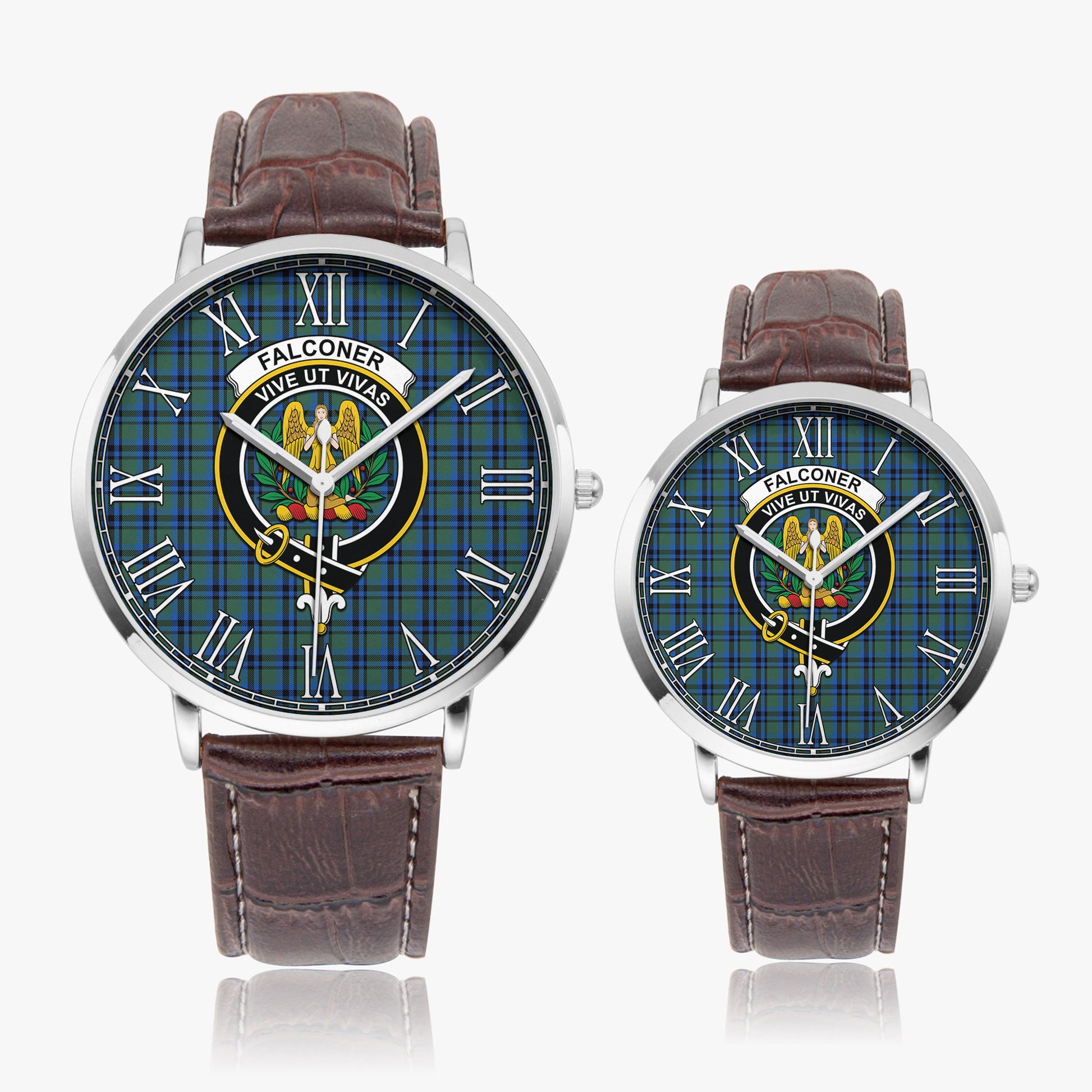 Falconer Tartan Family Crest Leather Strap Quartz Watch - Tartan Vibes Clothing