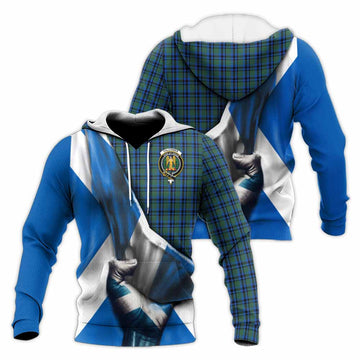 Falconer Tartan Knitted Hoodie with Family Crest Scotland Patriotic Style Unisex Knitted Pullover Hoodie - Tartan Vibes Clothing