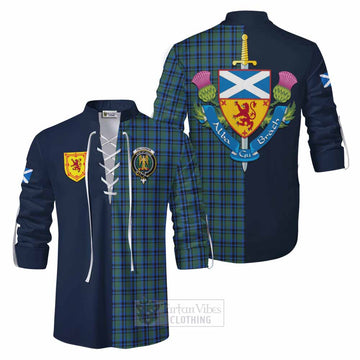 Falconer Tartan Ghillie Kilt Shirt Alba with Scottish Lion Royal Arm Half Style Men - Tartan Vibes Clothing