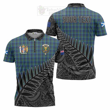 Falconer Crest Tartan Zipper Polo Shirt with New Zealand Silver Fern Half Style Unisex - Tartan Vibes Clothing