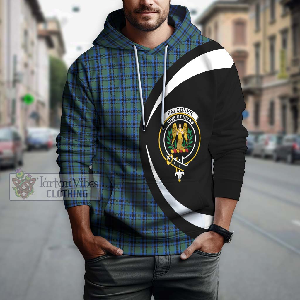 Falconer Tartan Hoodie with Family Crest Circle Style Zip Hoodie - Tartan Vibes Clothing