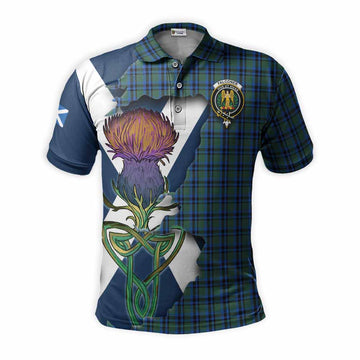 Tartan Vibes Clothing Falconer Tartan Family Crest Polo Shirt Scottish Thistle Celtic Inspired
