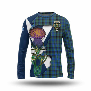 Tartan Vibes Clothing Falconer Tartan Family Crest Long Sleeve T-Shirt Scottish Thistle Celtic Inspired