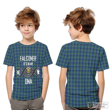 Falconer Tartan Kid T-Shirt with Family Crest DNA In Me Style Youth XL Size14 - Tartan Vibes Clothing